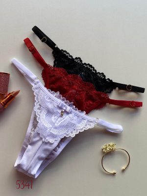 Kit com 3 Cuecas Fio Duplo com Renda
